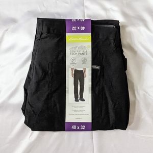 NWOT Eddie Bauer Stretch Convertible Pants Shorts Black 40w 32L
